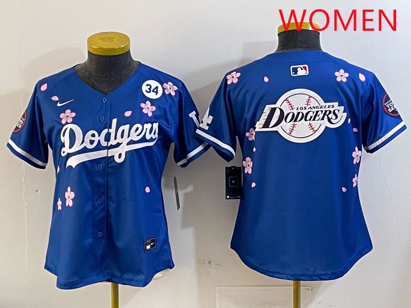 Women Los Angeles Dodgers Blank Blue Sakura Edition 2025 Nike MLB Jersey style 28